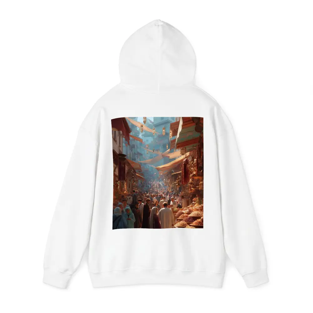 Busy Middle Eastern Bazaar Market Street Scene – Hoodies
