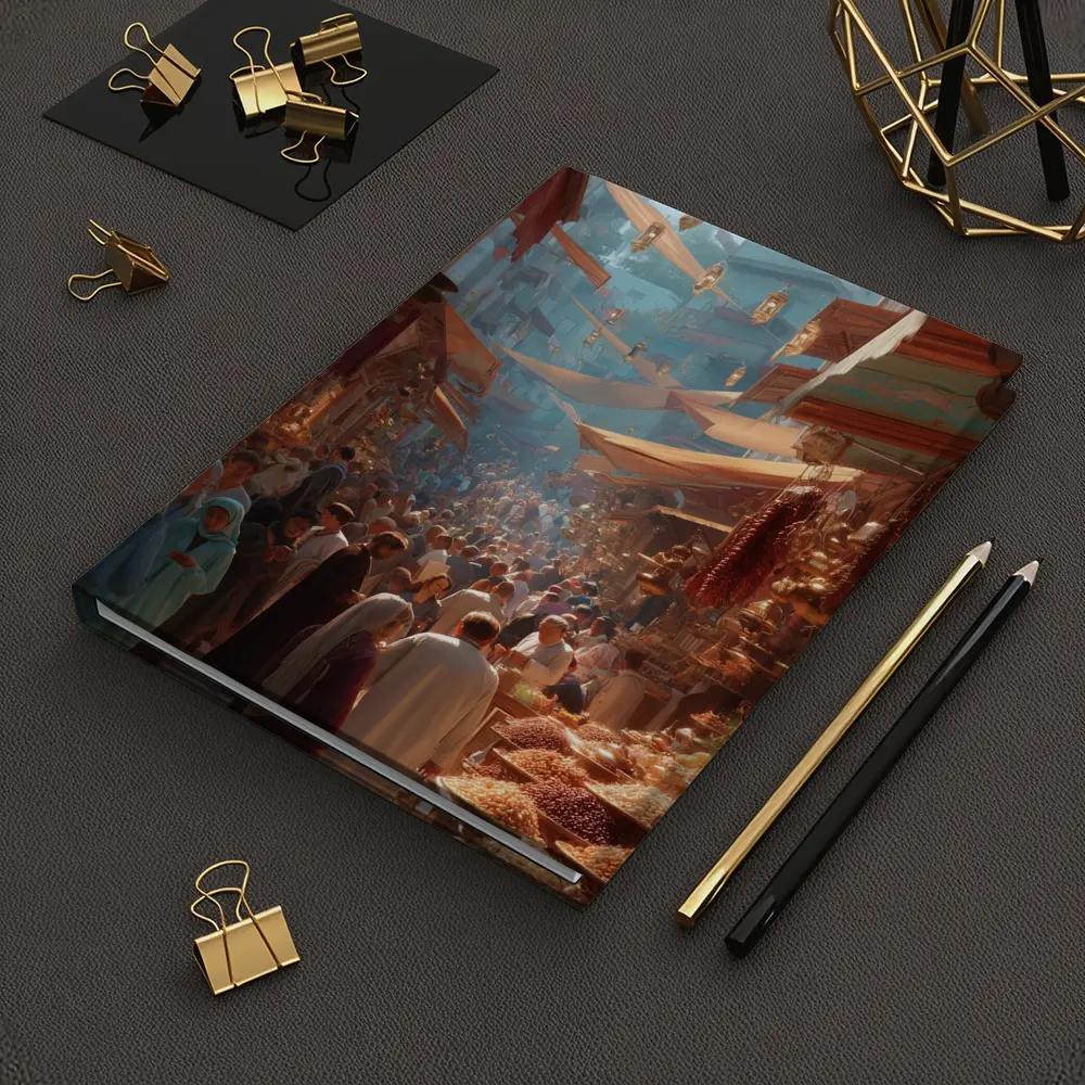 Busy Middle Eastern Bazaar Market Street Scene – Notebooks