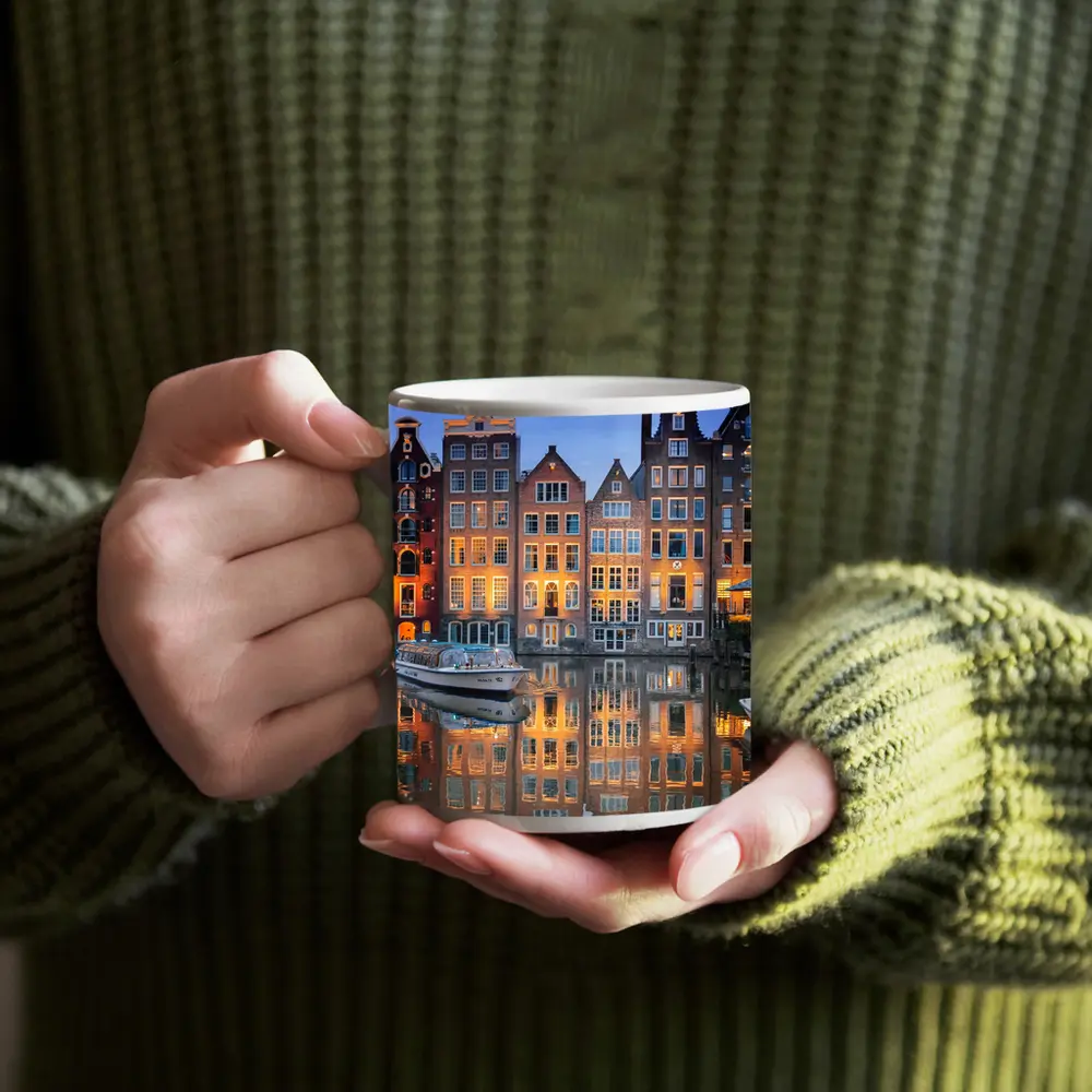 Amsterdam Canal Houses at Blue Hour – Mugs