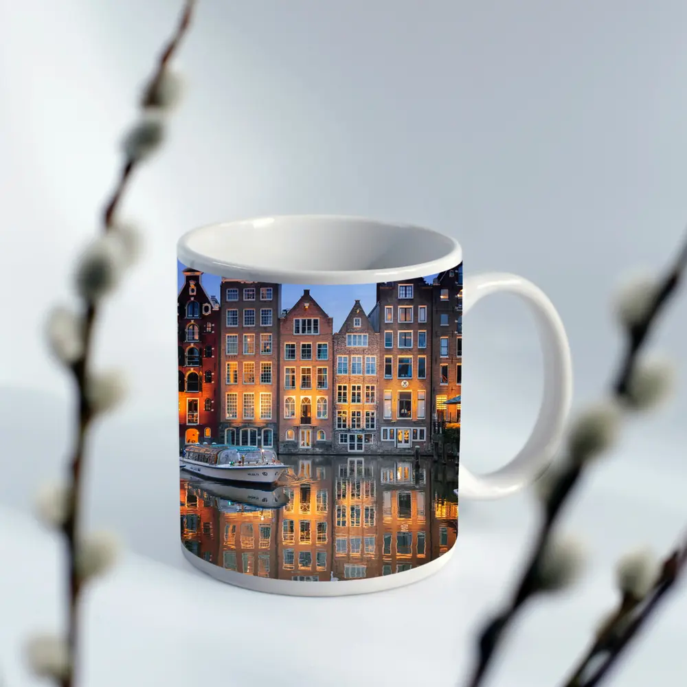 Amsterdam Canal Houses at Blue Hour – Mugs