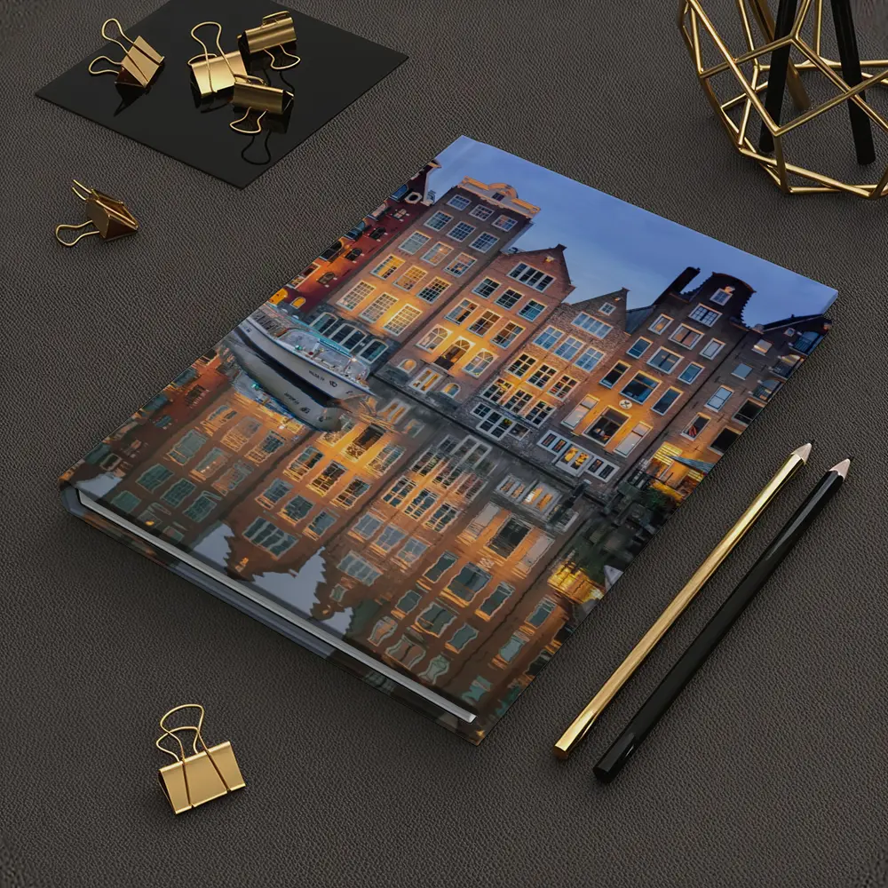 Amsterdam Canal Houses at Blue Hour – Notebooks