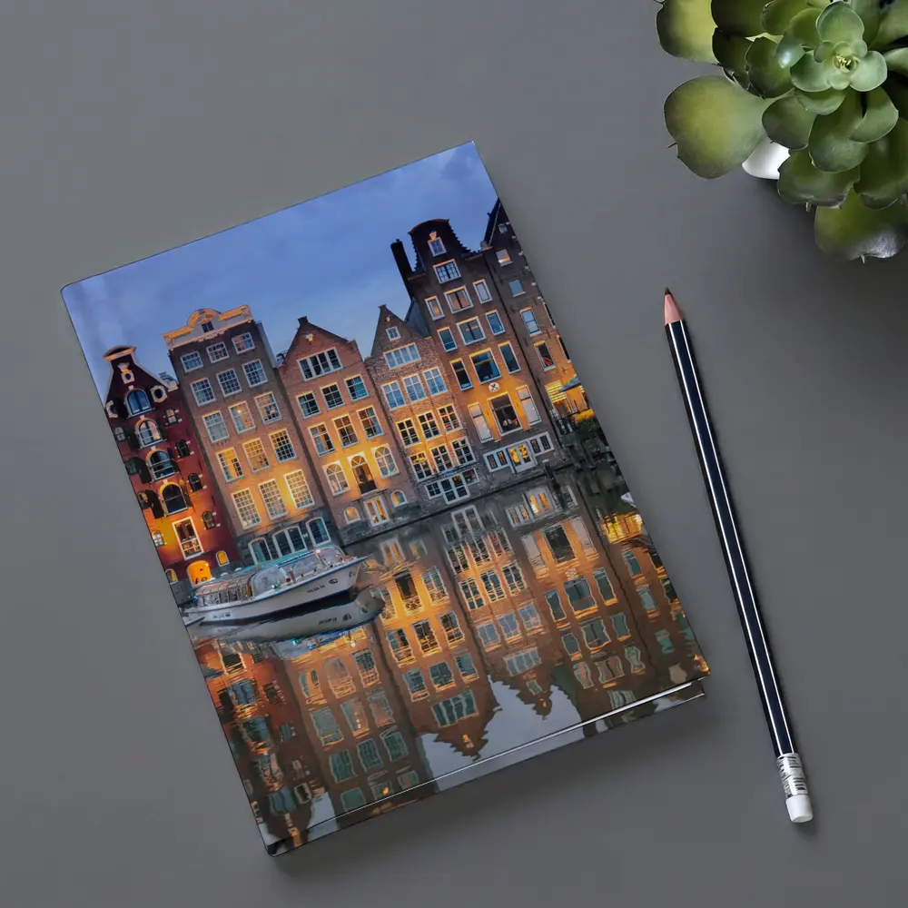Amsterdam Canal Houses at Blue Hour – Notebooks