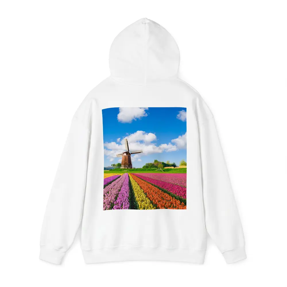 Dutch Tulip Field Windmill Blue Sky – Hoodies