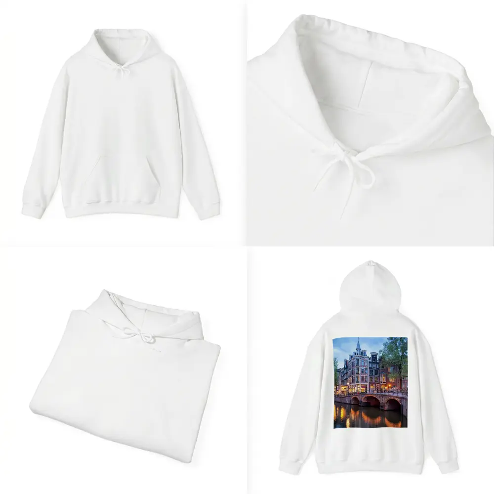 Amsterdam Canal Bridge Evening Blue Sky – Hoodies