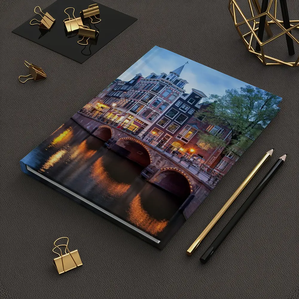 Amsterdam Canal Bridge Evening Blue Sky – Notebooks
