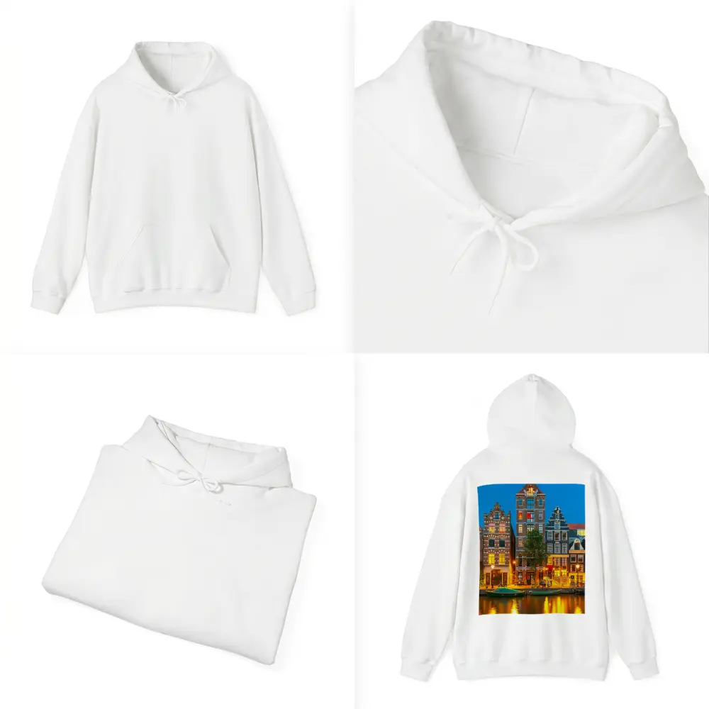 Amsterdam Canal Houses Blue Hour Night – Hoodies