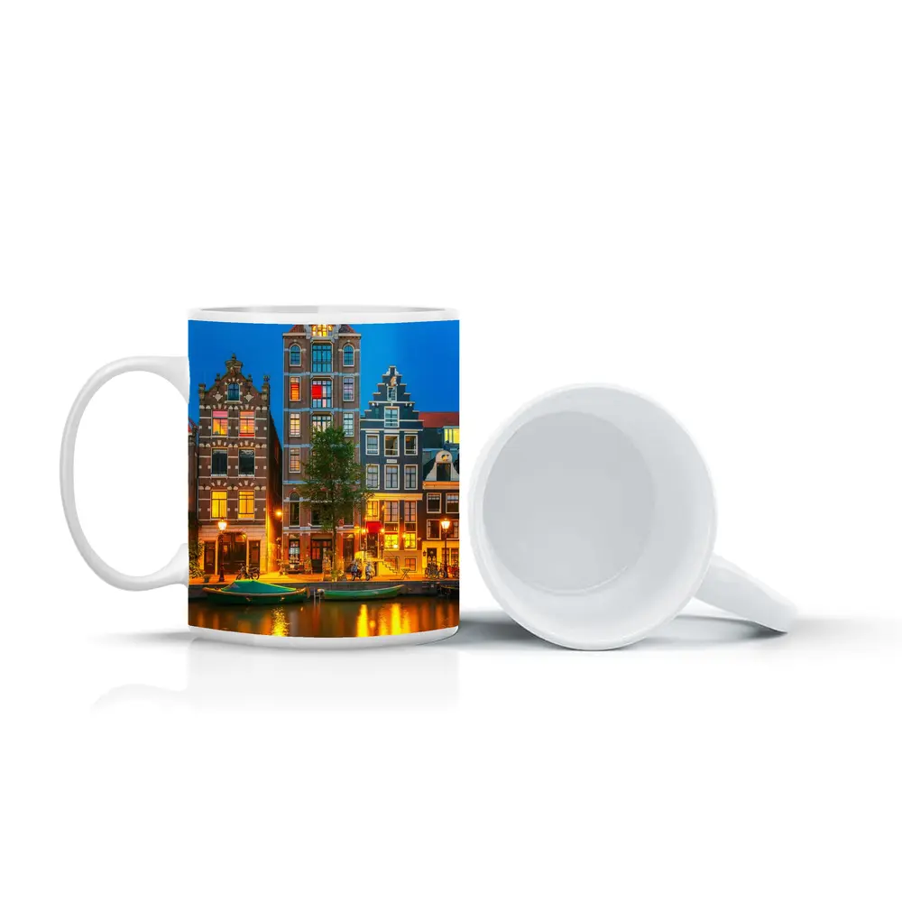 Amsterdam Canal Houses Blue Hour Night – Mugs