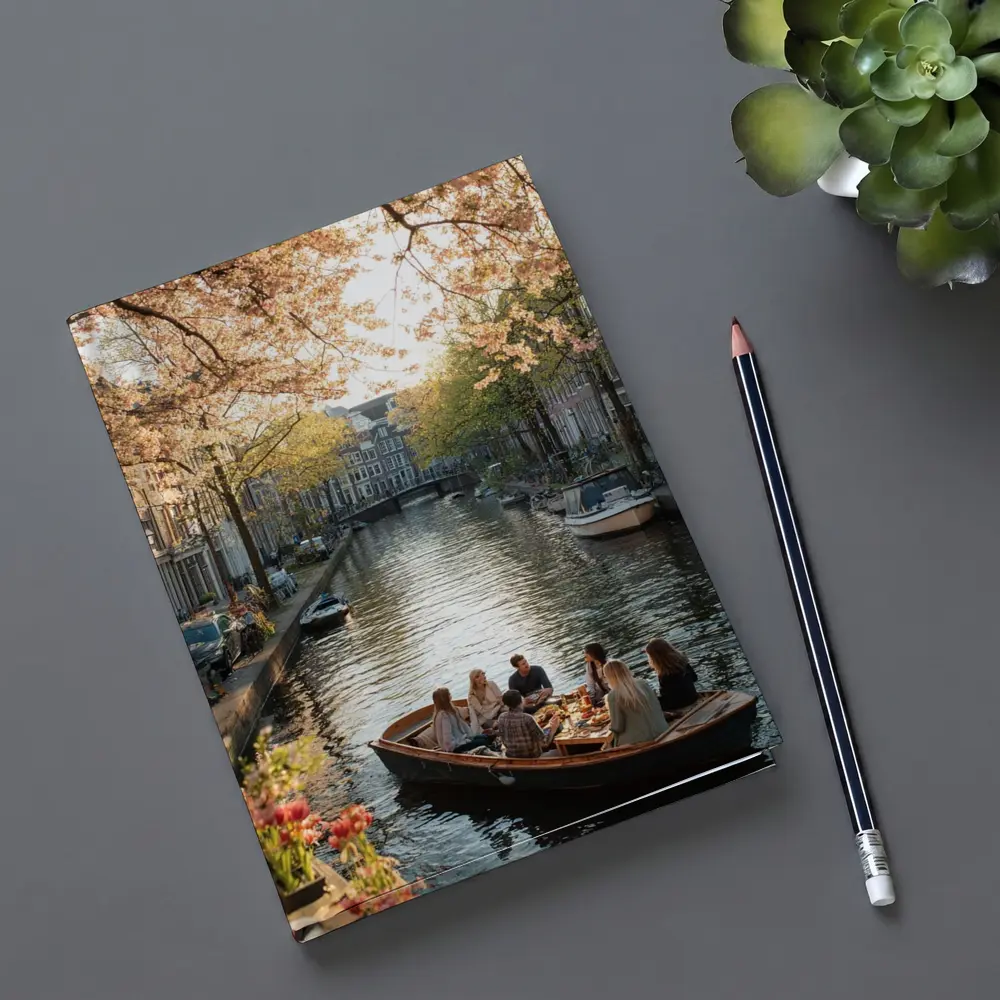Amsterdam Canal Boat Cherry Blossom Spring – Notebooks
