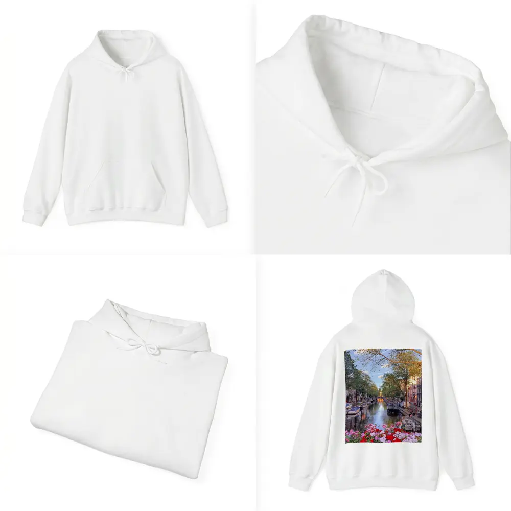 Amsterdam Canal Flowers Trees Sunset View – Hoodies