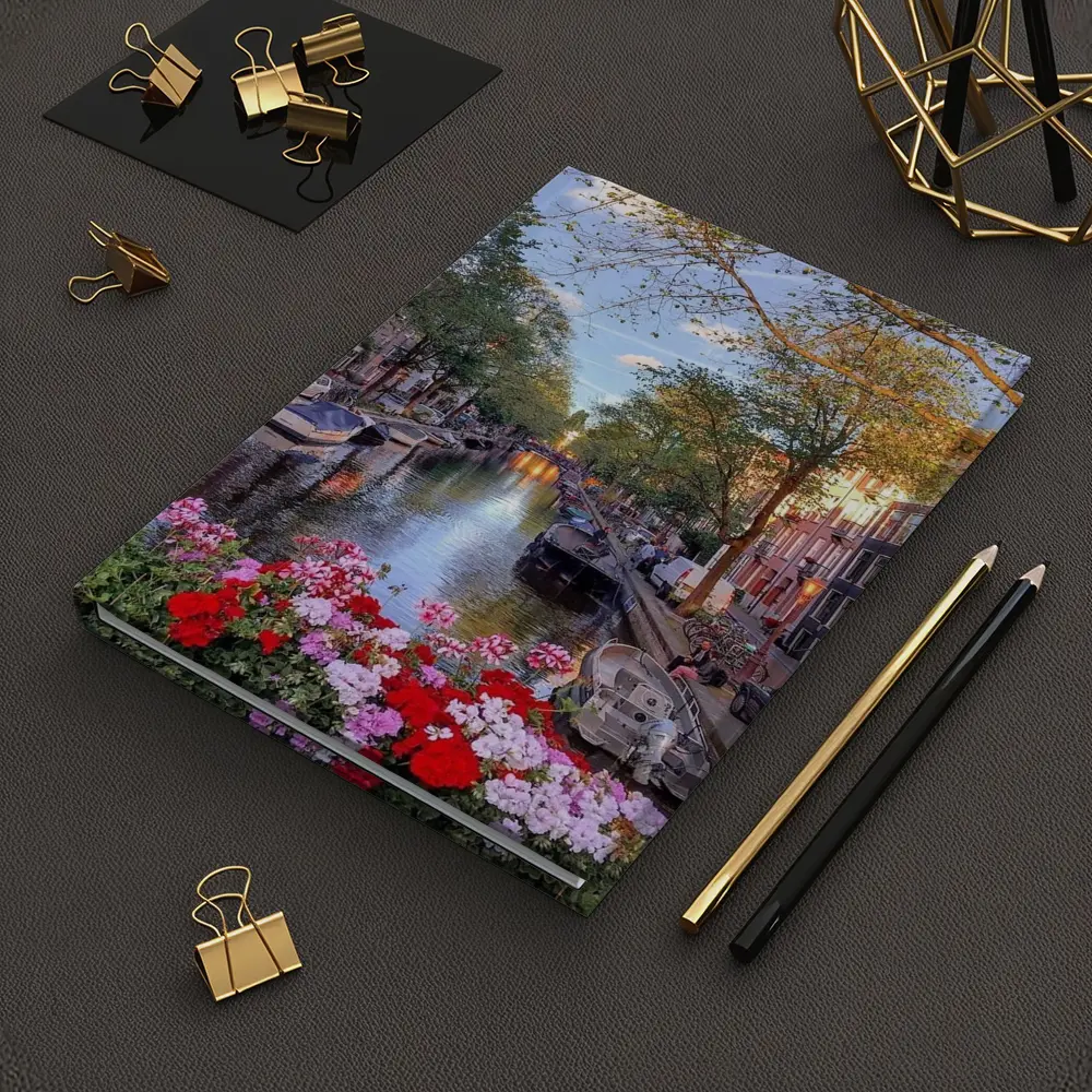 Amsterdam Canal Flowers Trees Sunset View – Notebooks