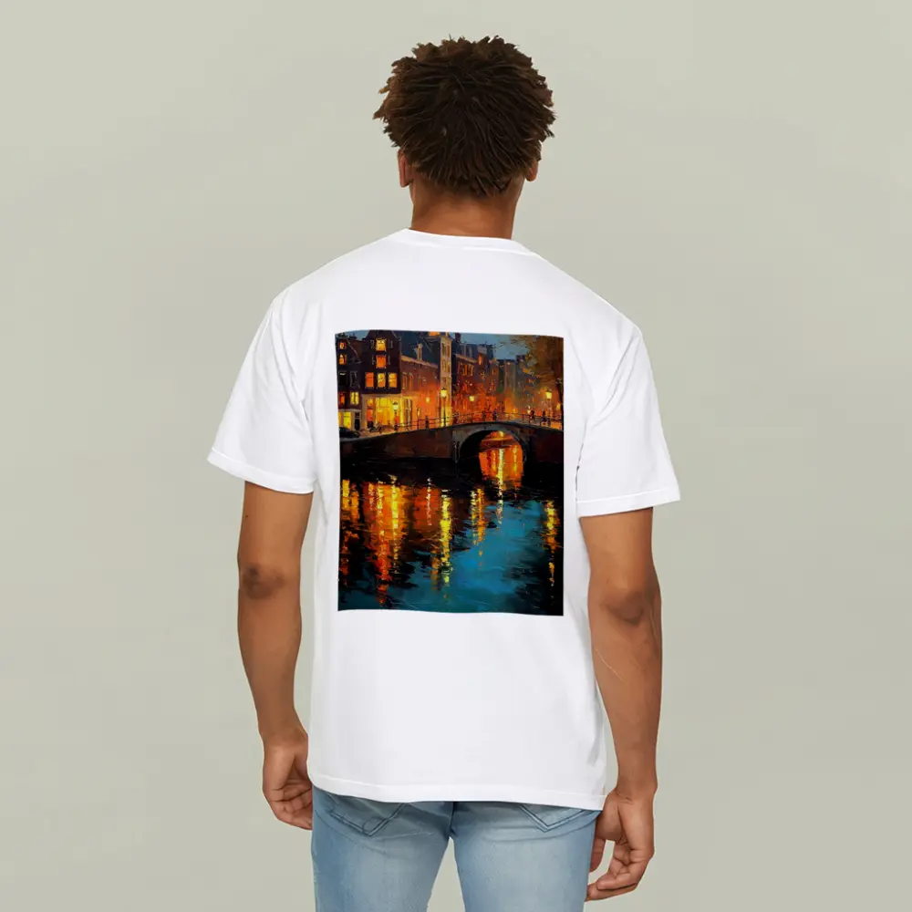 Amsterdam Canal Night Oil Painting Art – T-Shirts