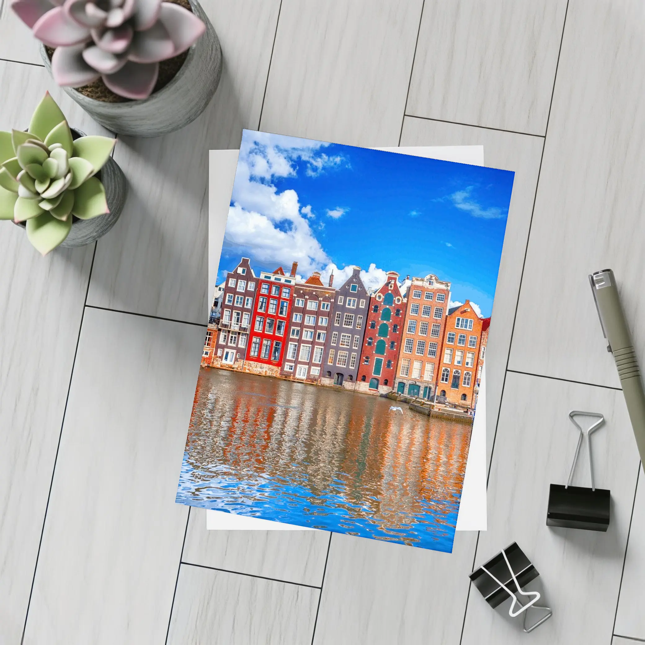Amsterdam Canal Houses Colorful Dutch Architecture – Postcards