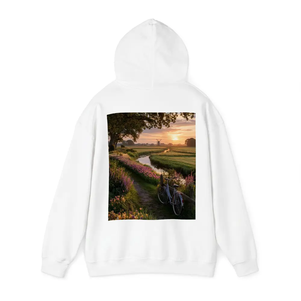 Dutch Windmill Sunset Bicycle Flower Fields – Hoodies