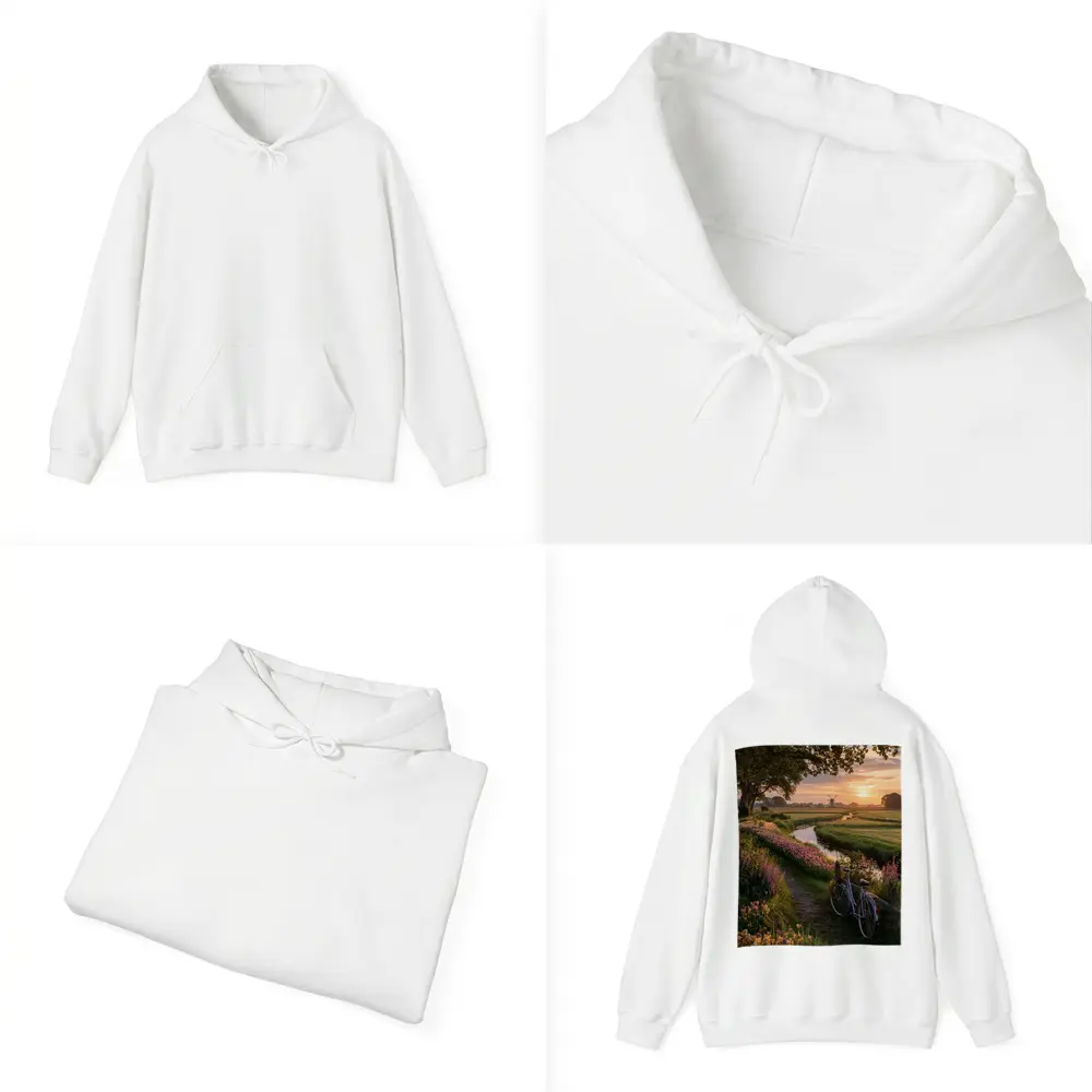 Dutch Windmill Sunset Bicycle Flower Fields – Hoodies