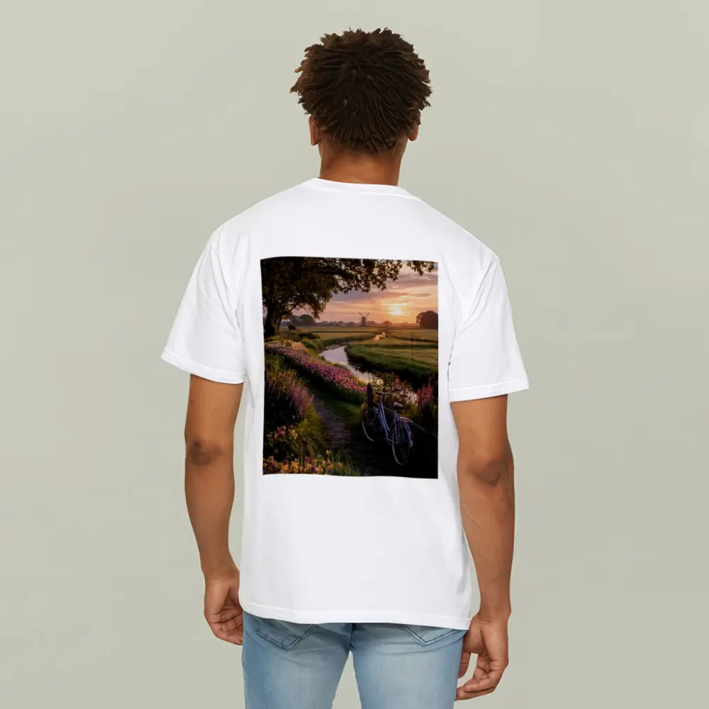 Dutch Windmill Sunset Bicycle Flower Fields – T-Shirts