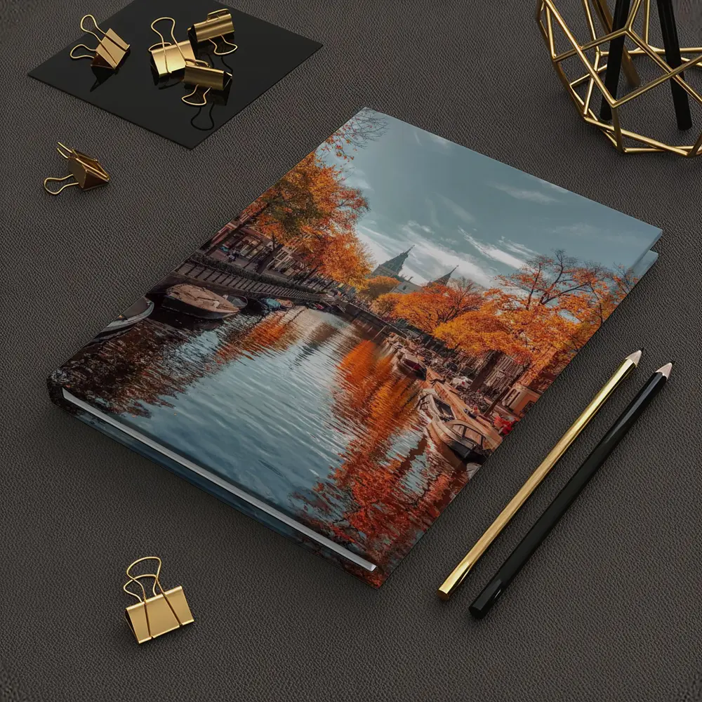 Amsterdam Canal Autumn Orange Trees Reflection – Notebooks