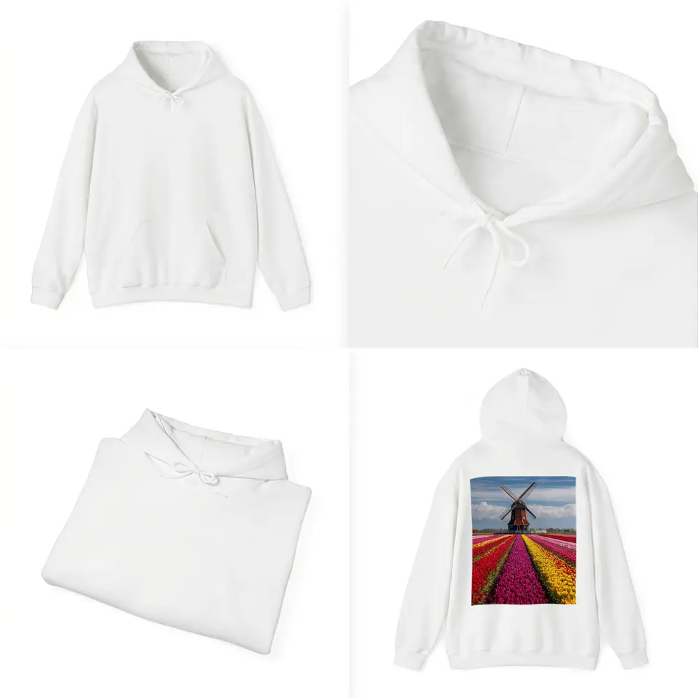 Dutch Windmill Tulip Fields Netherlands Landscape – Hoodies