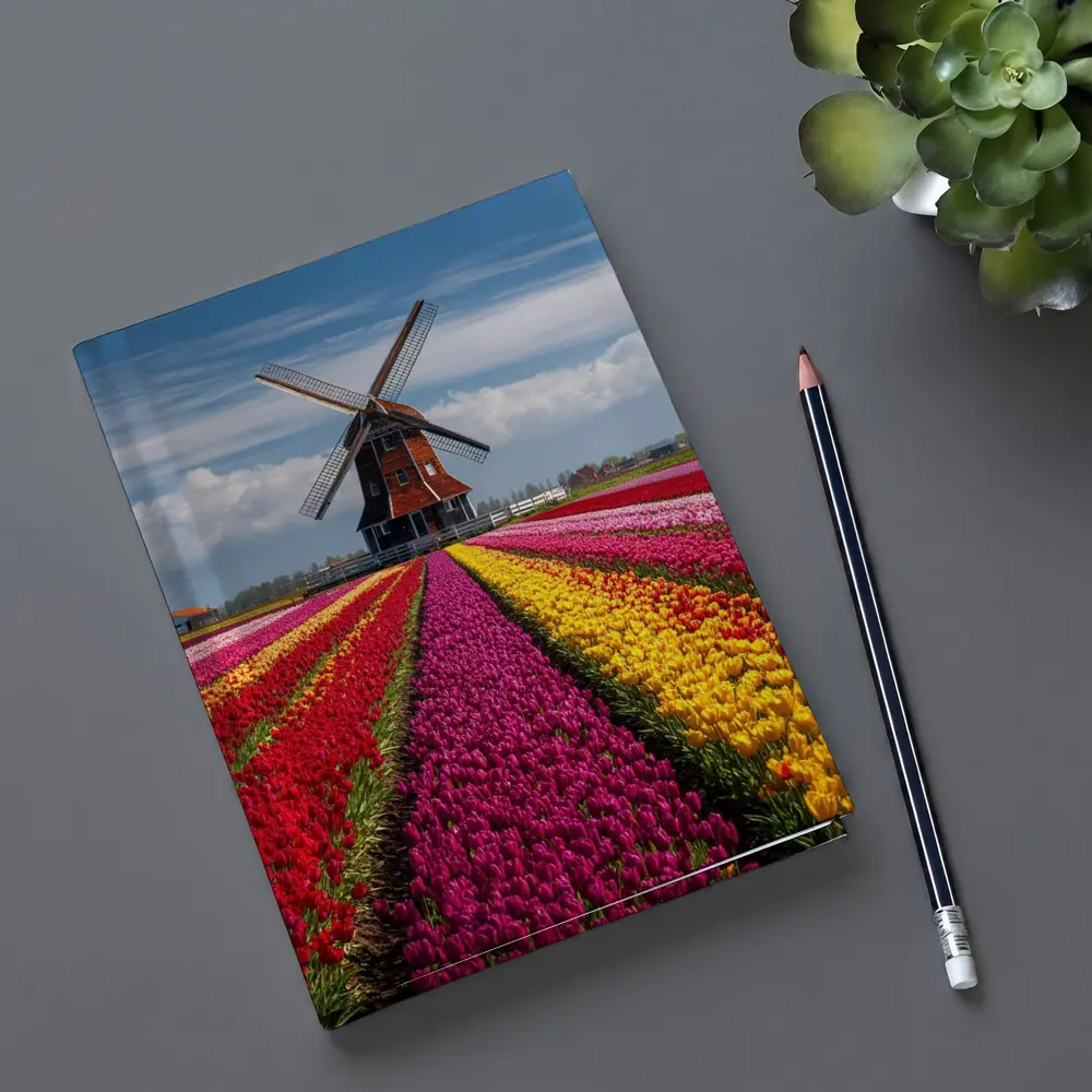 Dutch Windmill Tulip Fields Netherlands Landscape – Notebooks
