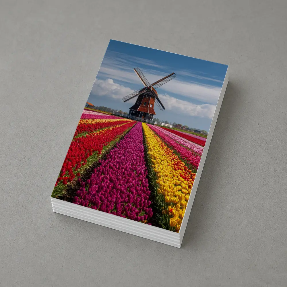 Dutch Windmill Tulip Fields Netherlands Landscape – Postcards
