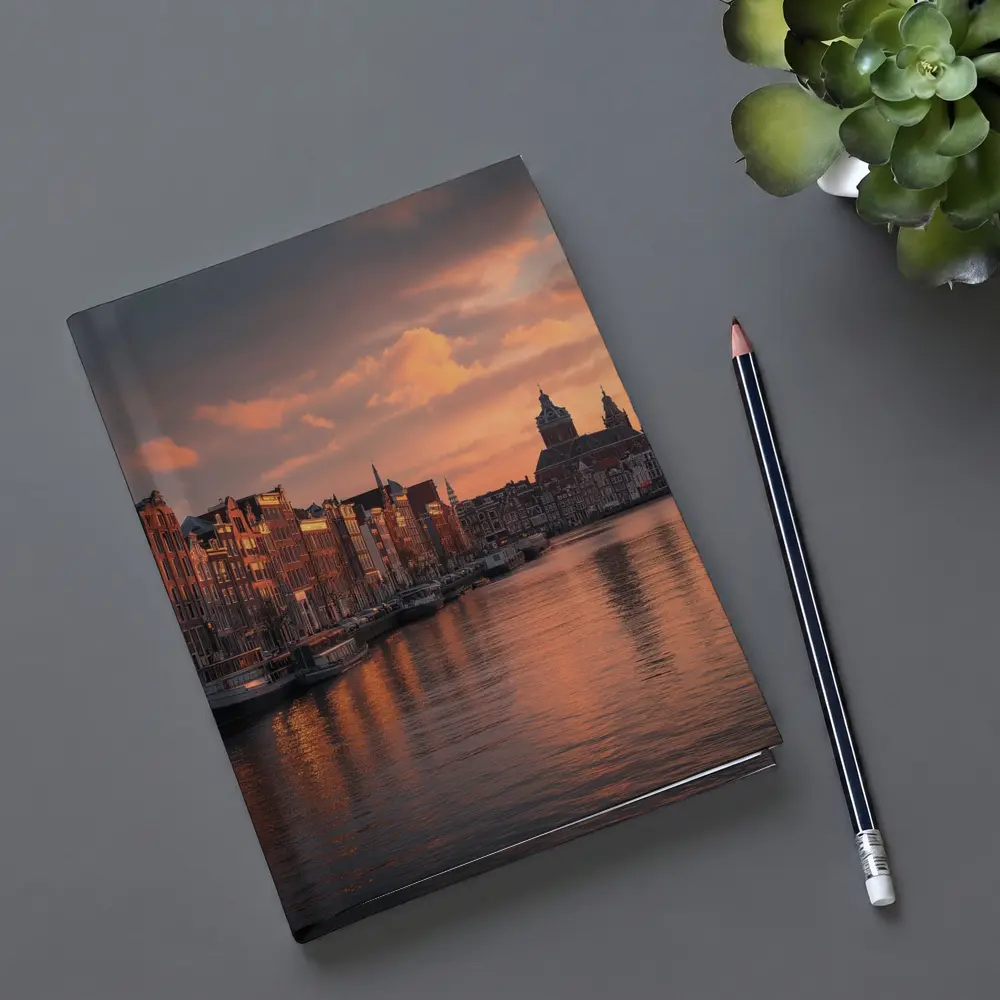 Amsterdam Canal Sunset Dutch Architecture Sky – Notebooks
