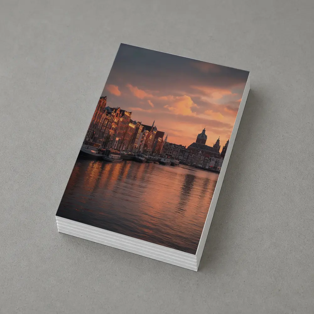 Amsterdam Canal Sunset Dutch Architecture Sky – Postcards