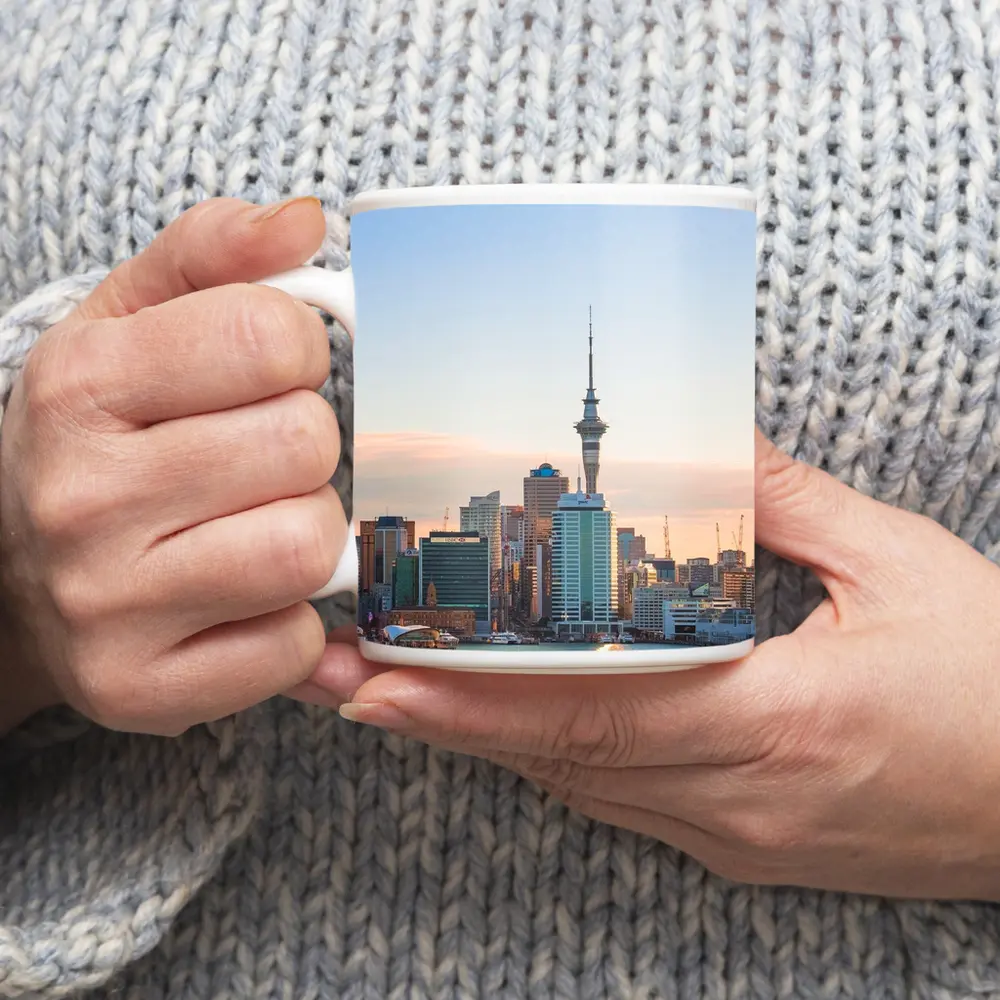 Auckland Sky Tower Cityscape at Sunset – Mugs
