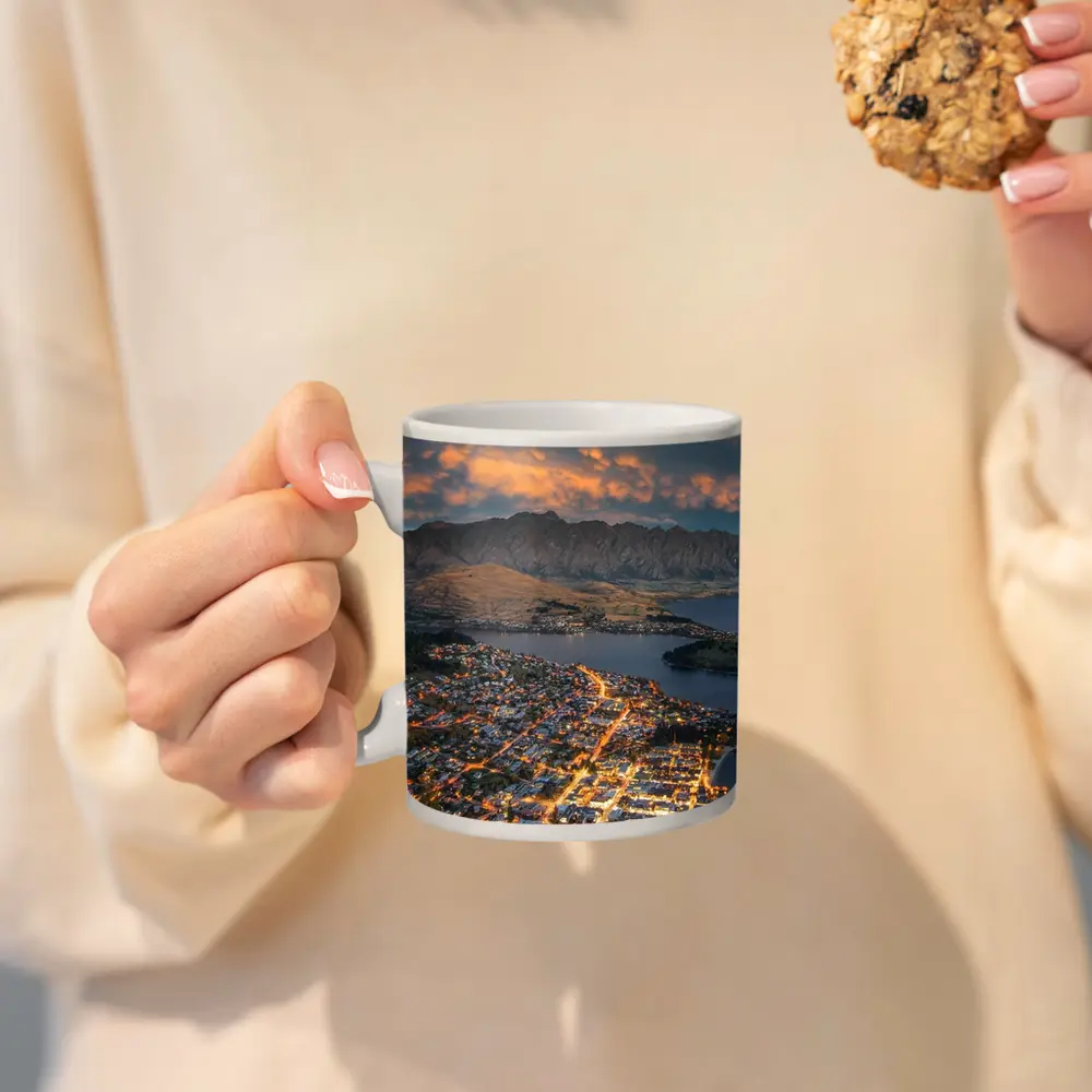 Queenstown New Zealand City Lights Sunset – Mugs