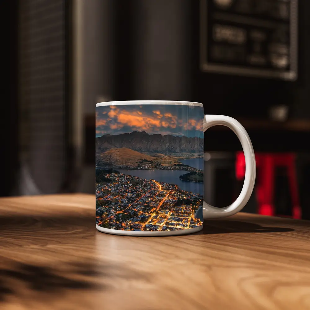 Queenstown New Zealand City Lights Sunset – Mugs