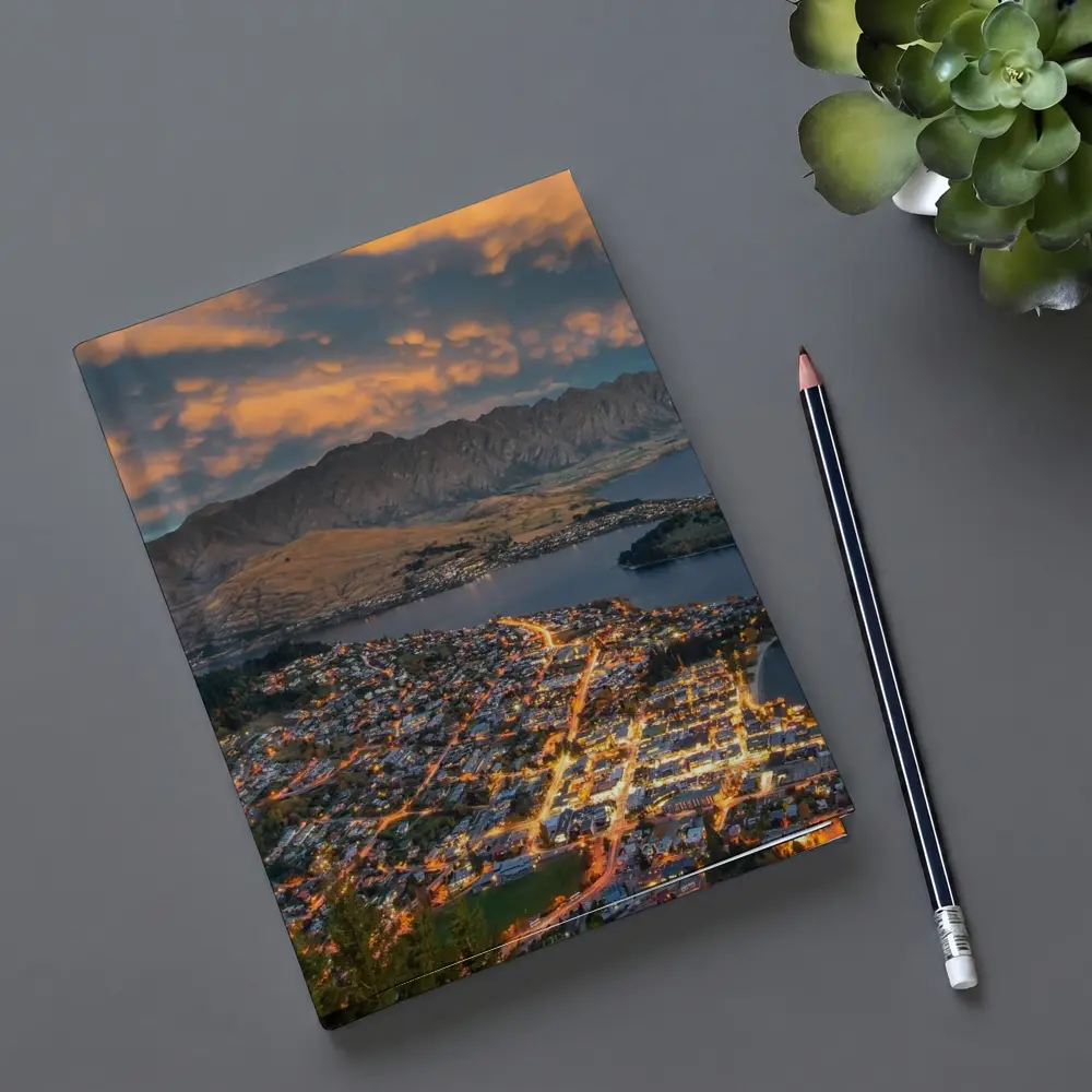 Queenstown New Zealand City Lights Sunset – Notebooks