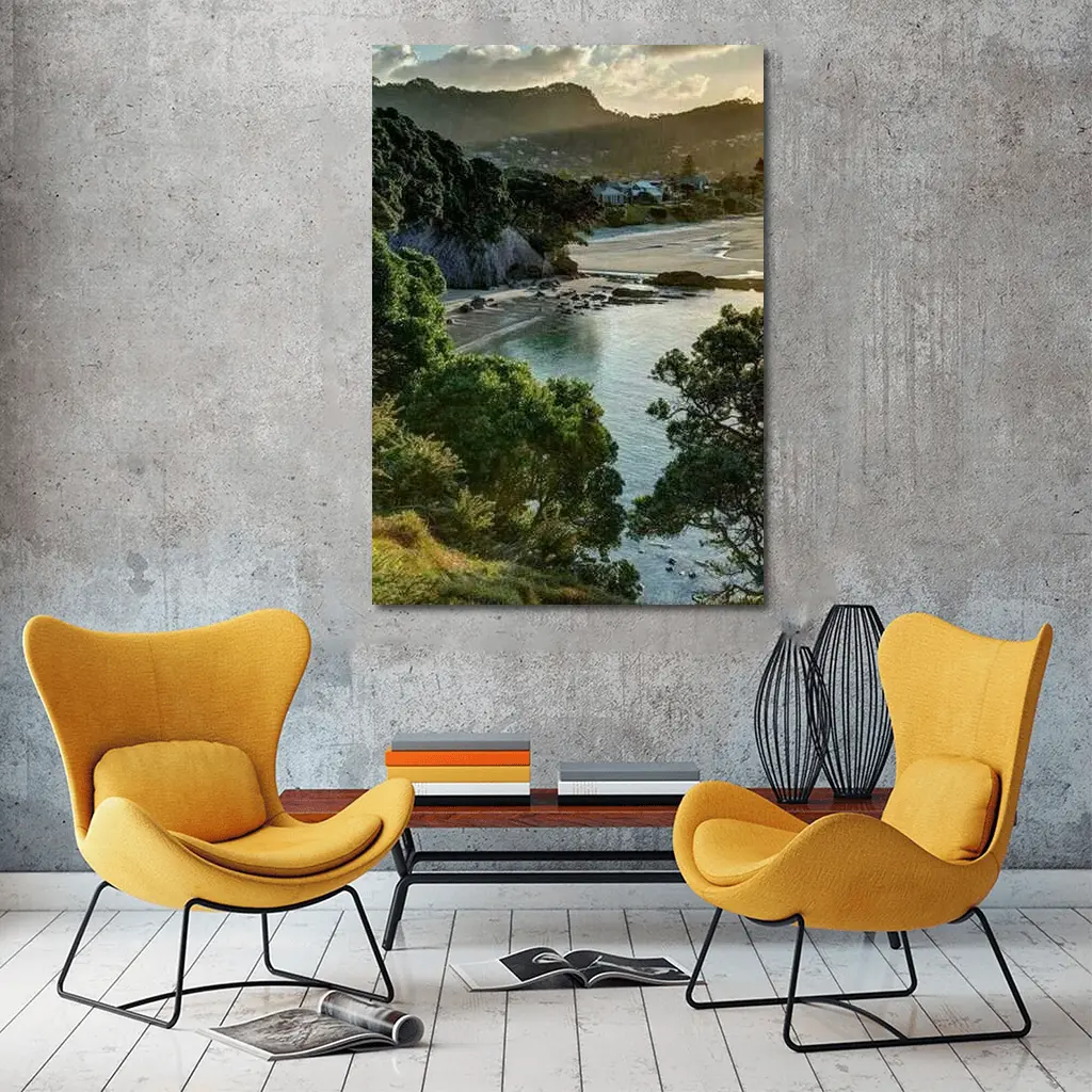 New Zealand Coastal Bay Forest Landscape – Wall Art