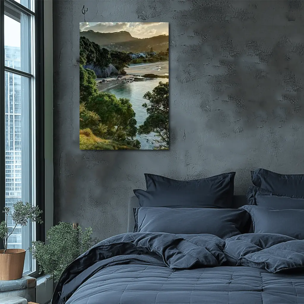 New Zealand Coastal Bay Forest Landscape – Wall Art