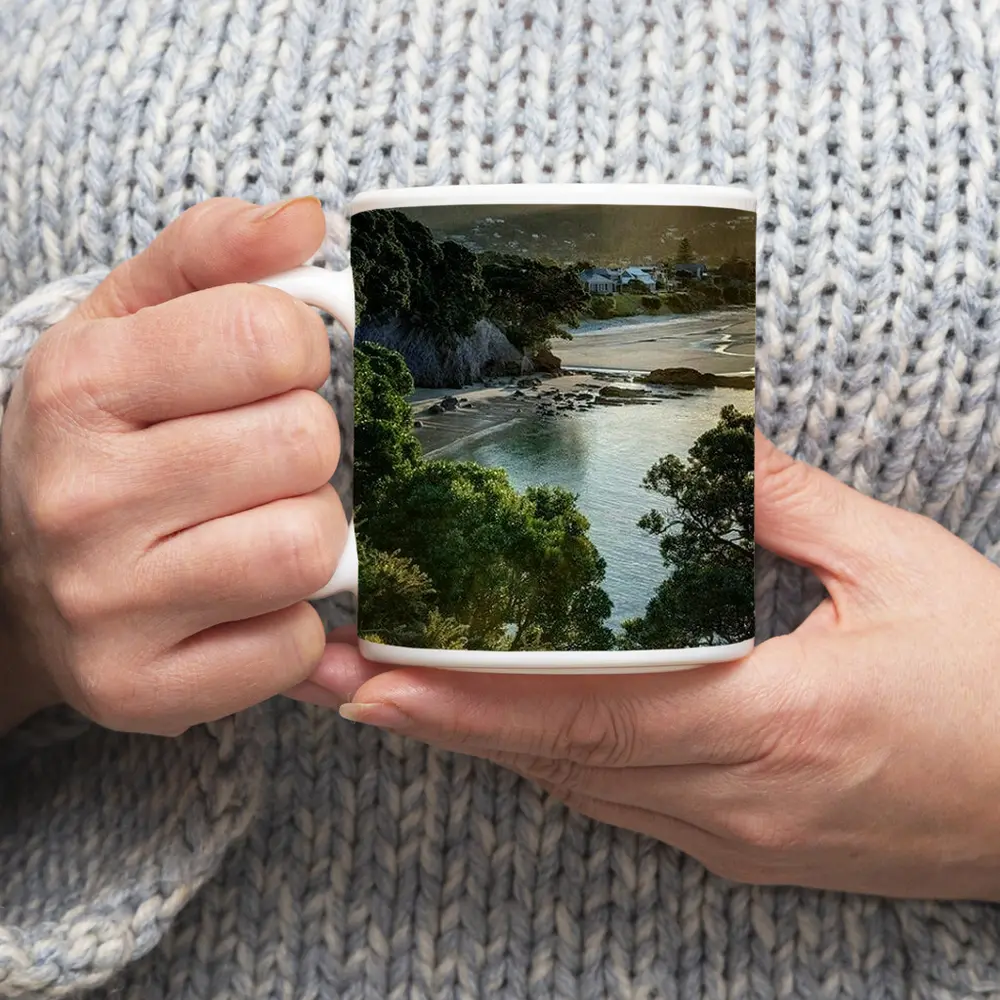New Zealand Coastal Bay Forest Landscape – Mugs