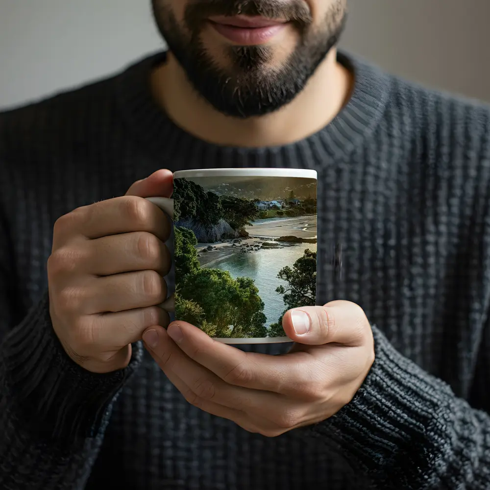 New Zealand Coastal Bay Forest Landscape – Mugs