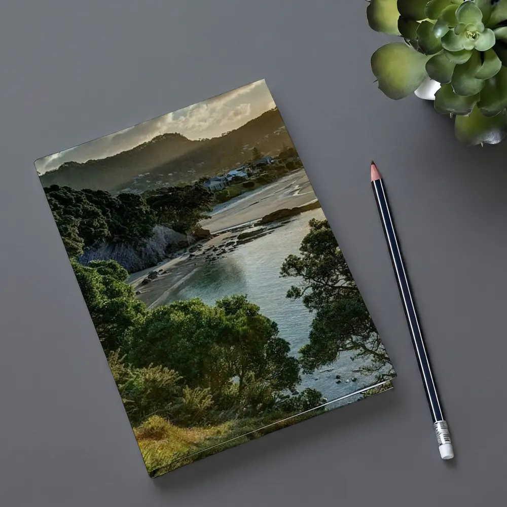 New Zealand Coastal Bay Forest Landscape – Notebooks
