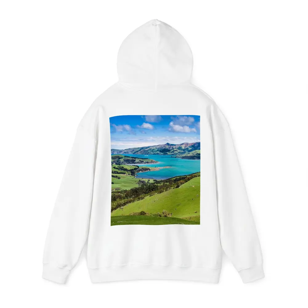 New Zealand Green Hills Turquoise Bay Landscape – Hoodies