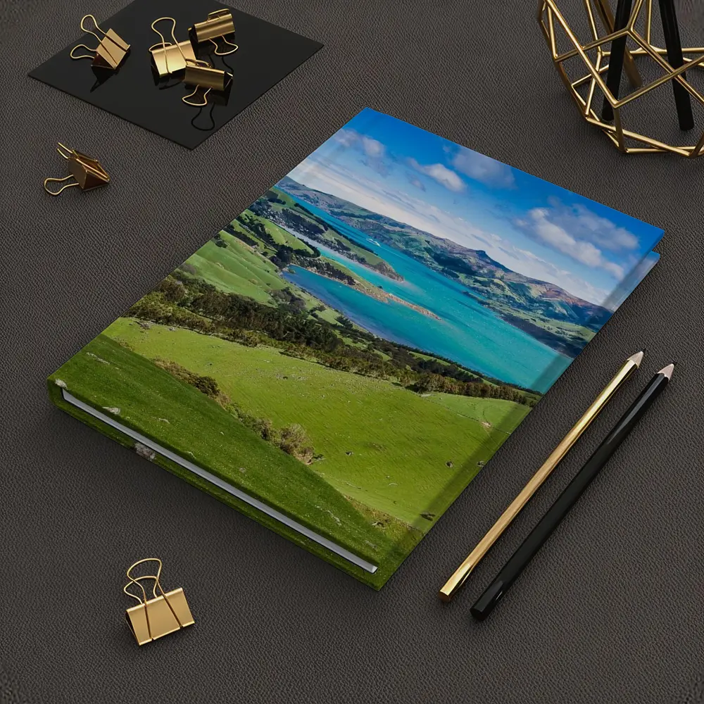New Zealand Green Hills Turquoise Bay Landscape – Notebooks