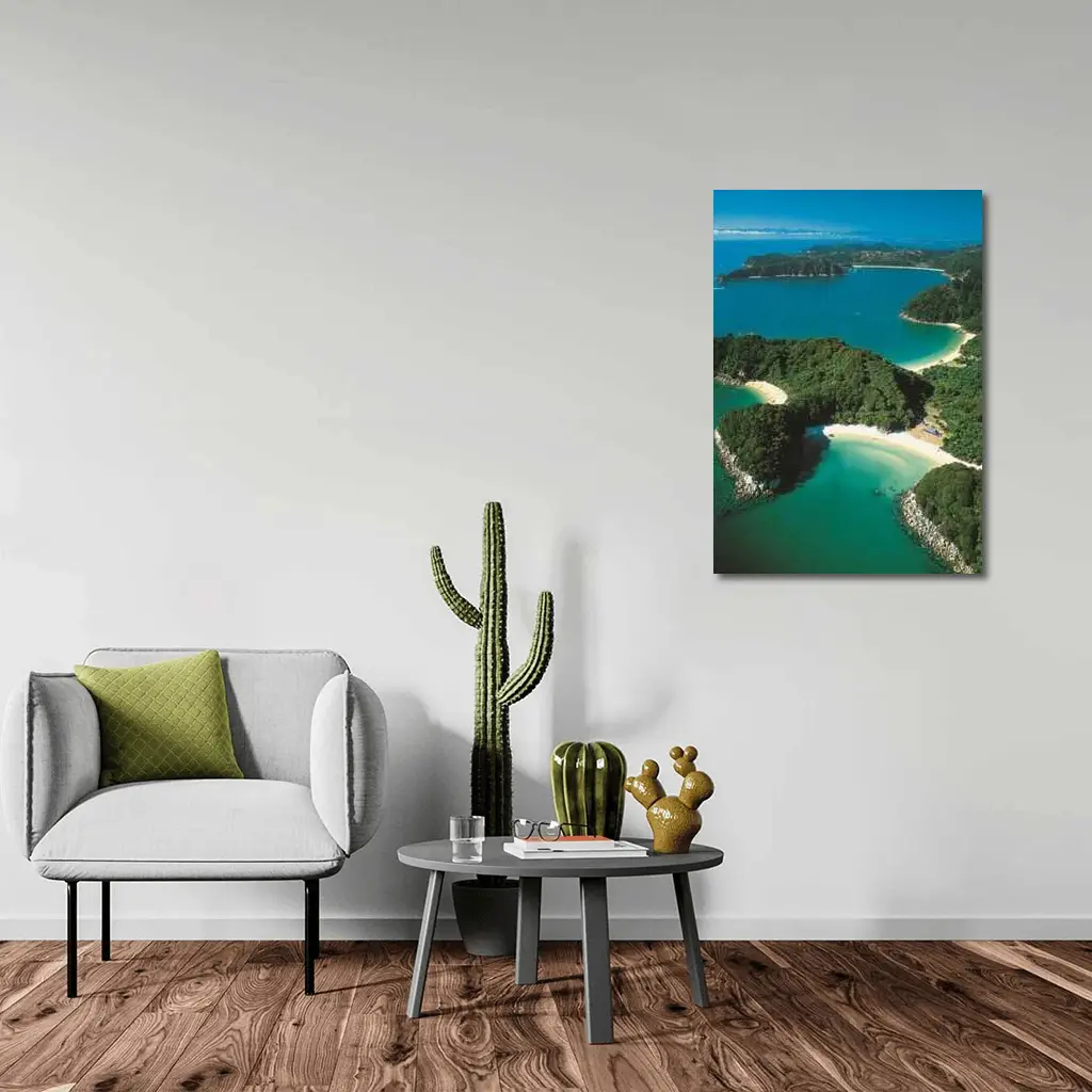 Aerial View New Zealand Coastal Bays Forest – Wall Art