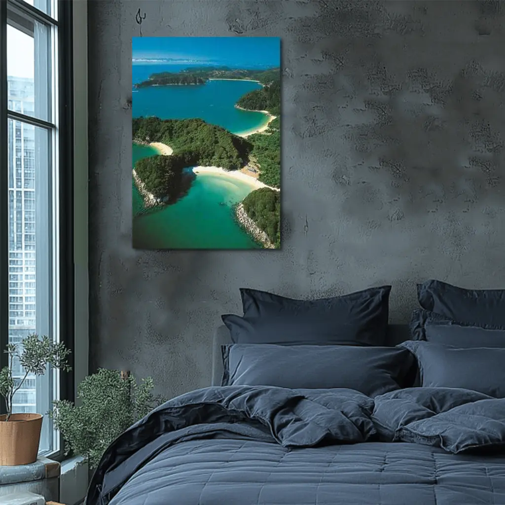 Aerial View New Zealand Coastal Bays Forest – Wall Art