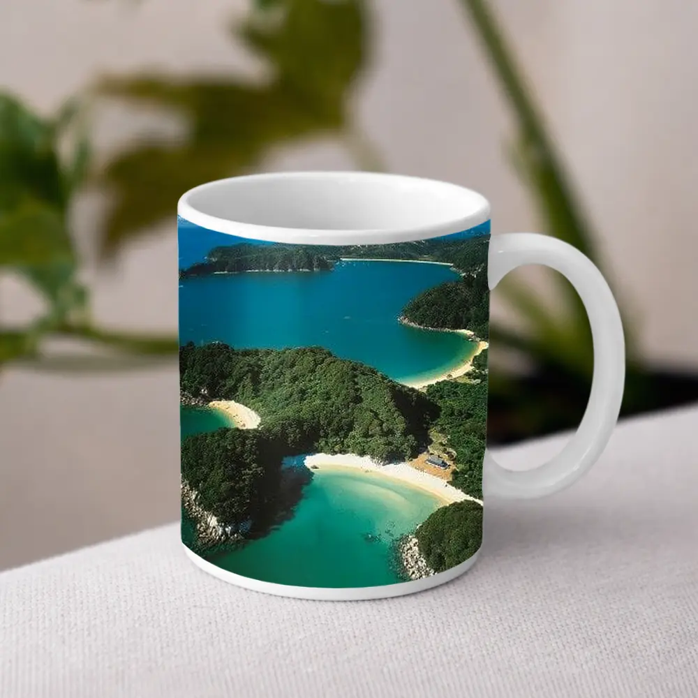 Aerial View New Zealand Coastal Bays Forest – Mugs