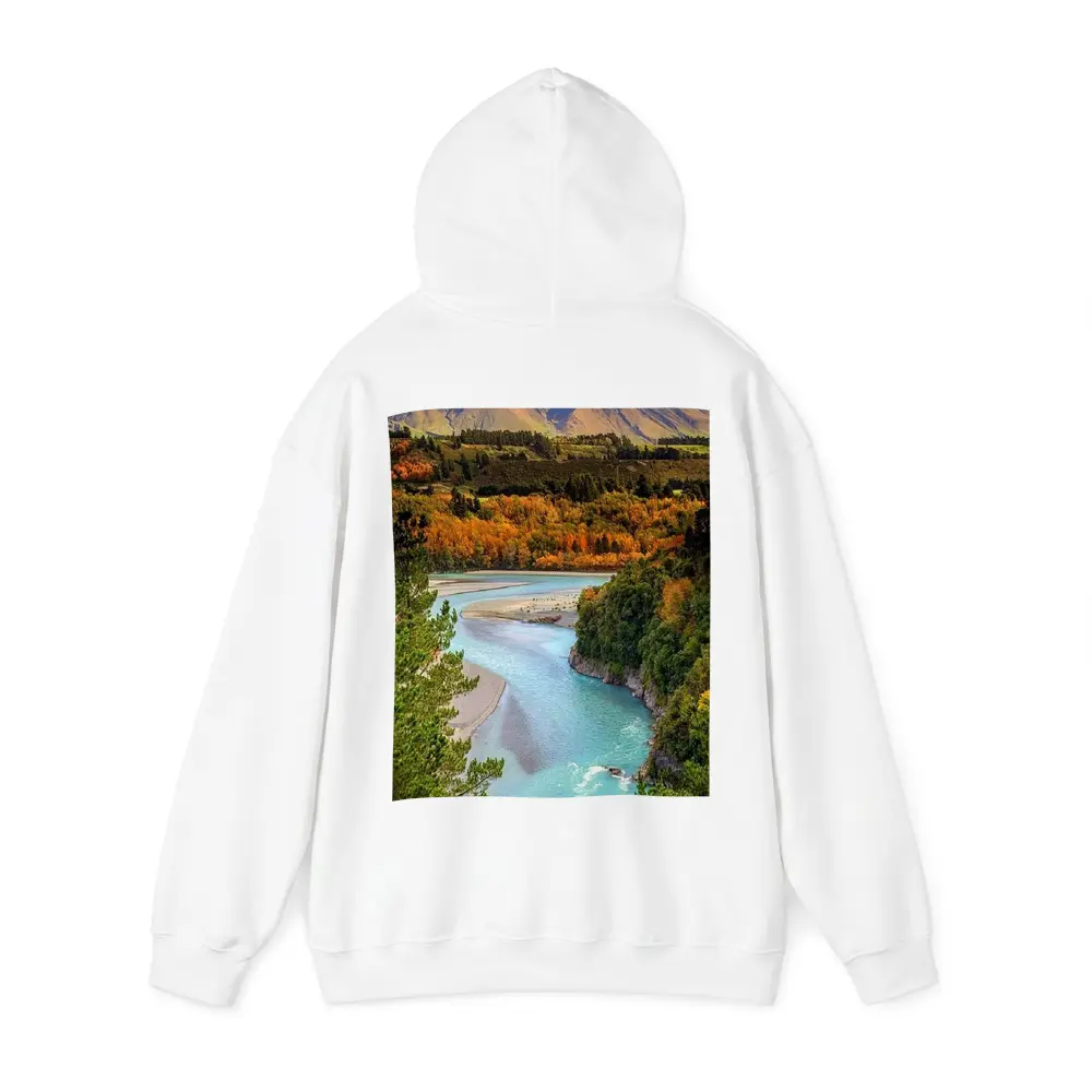 Turquoise River Valley Autumn Mountain Landscape – Hoodies
