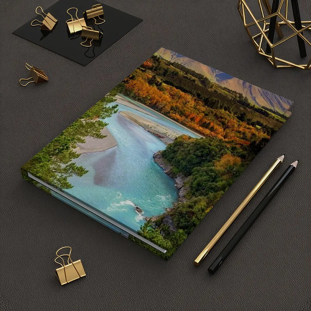 Turquoise River Valley Autumn Mountain Landscape – Notebooks