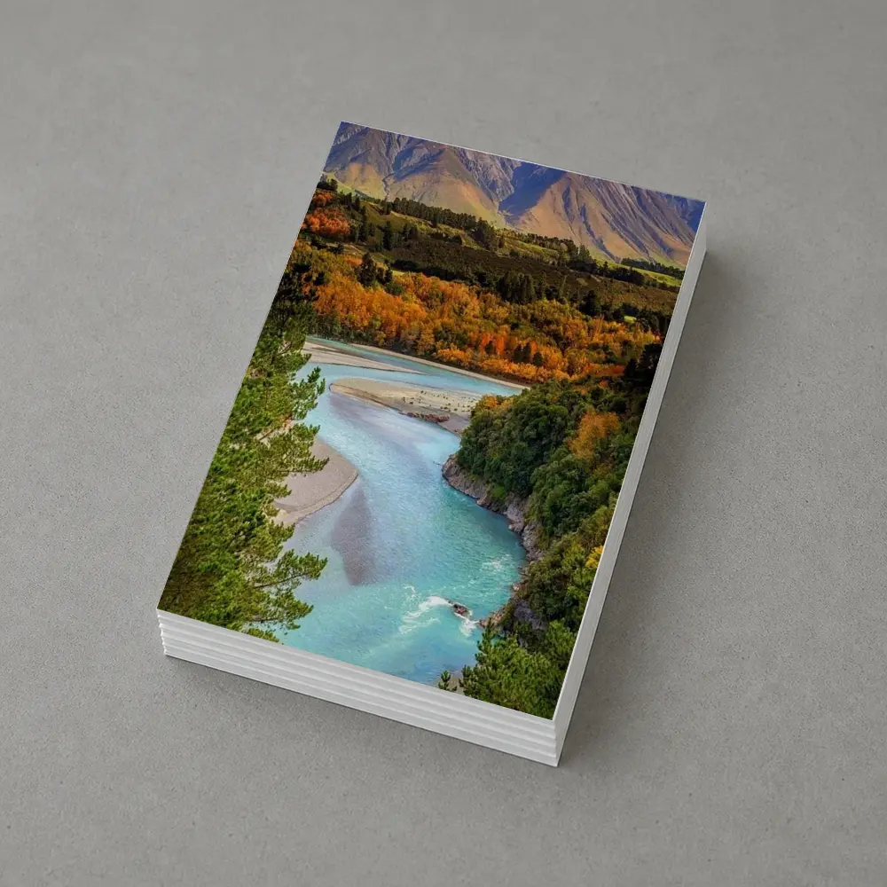 Turquoise River Valley Autumn Mountain Landscape – Postcards
