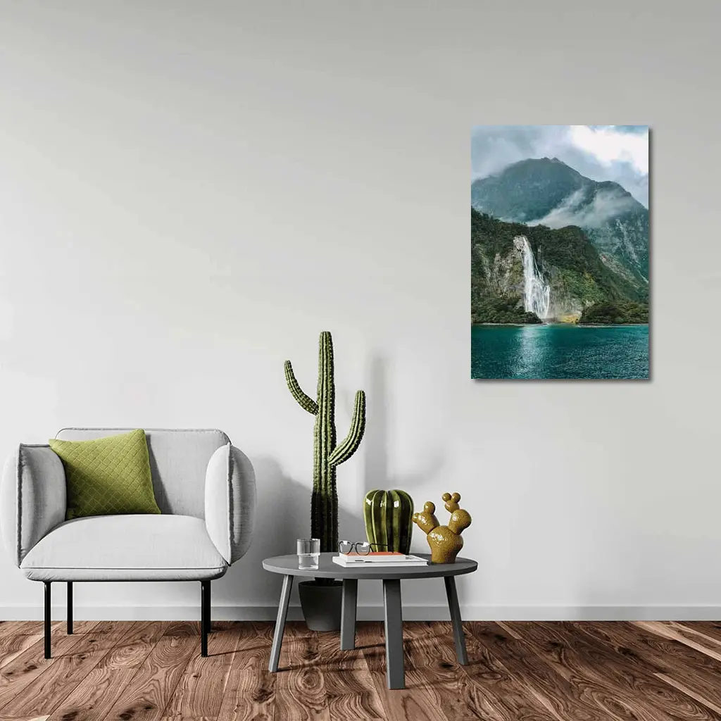 Milford Sound Waterfall New Zealand Mountain – Wall Art
