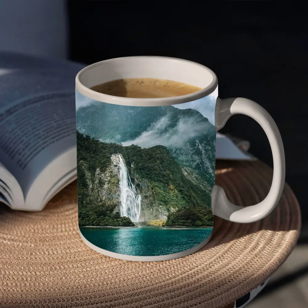 Milford Sound Waterfall New Zealand Mountain – Mugs
