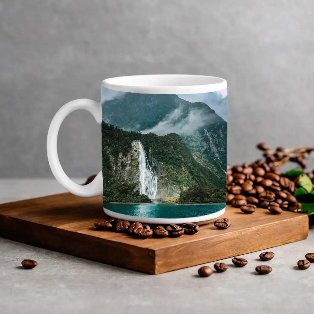 Milford Sound Waterfall New Zealand Mountain – Mugs