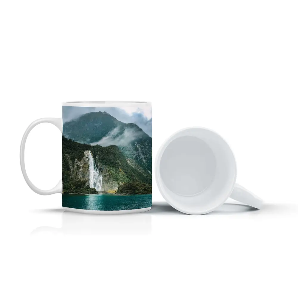 Milford Sound Waterfall New Zealand Mountain – Mugs
