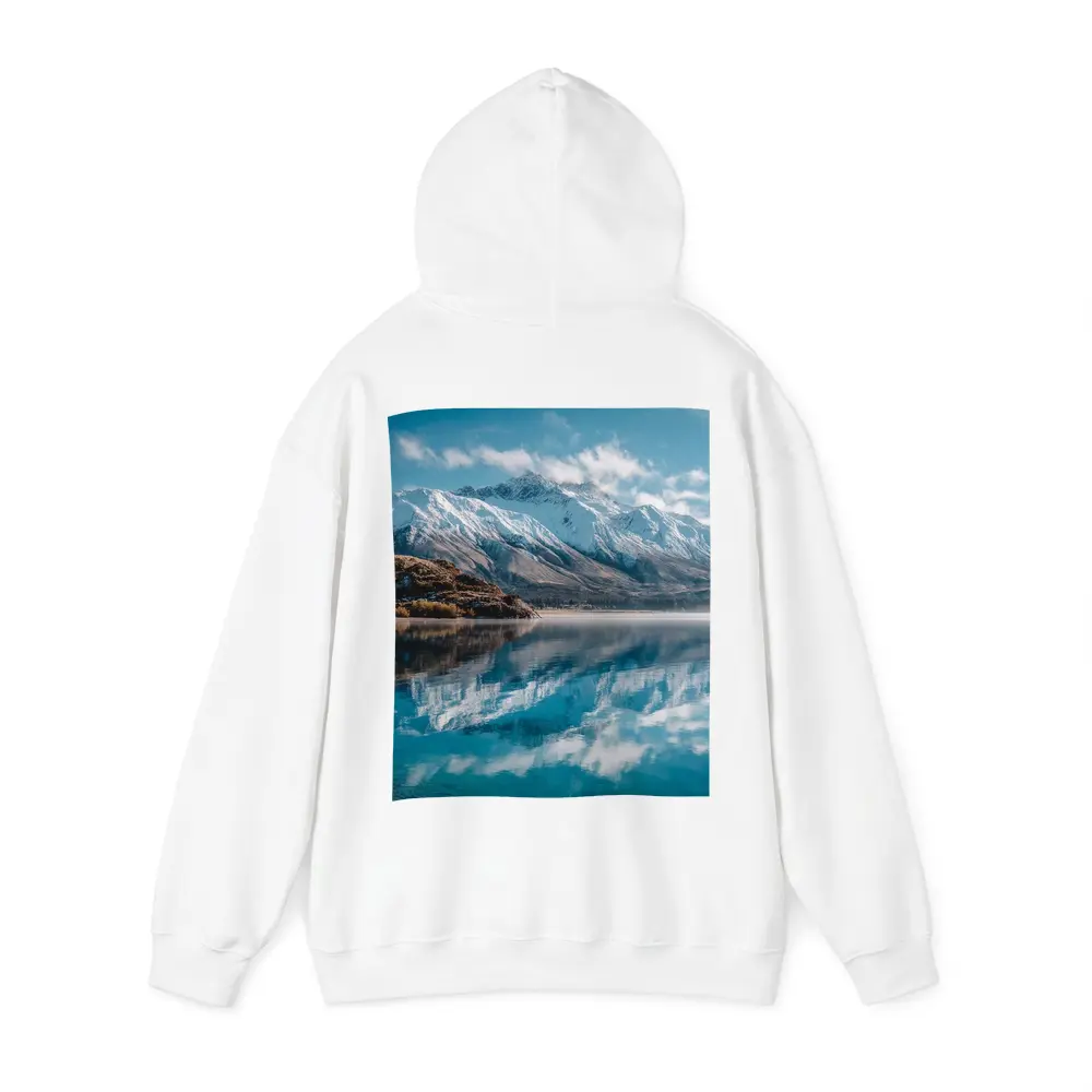 Snow Capped Mountains Reflected In Blue Lake – Hoodies