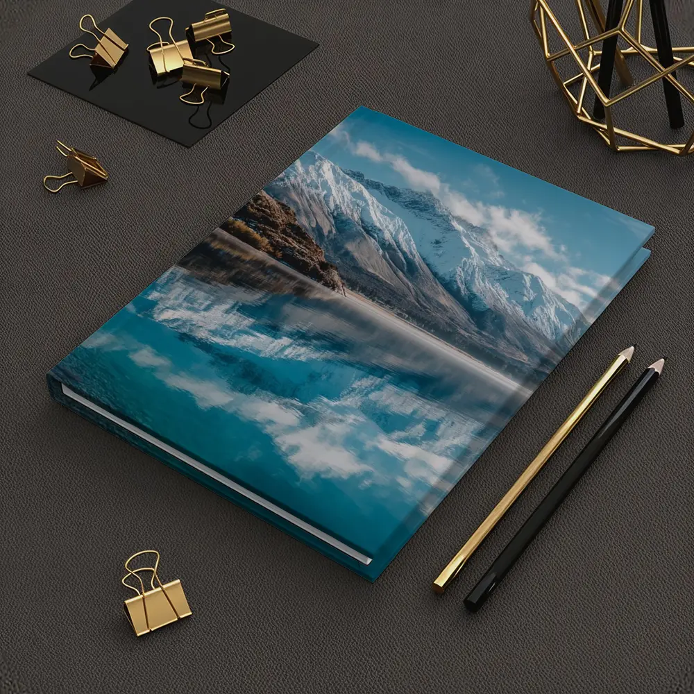 Snow Capped Mountains Reflected In Blue Lake – Notebooks