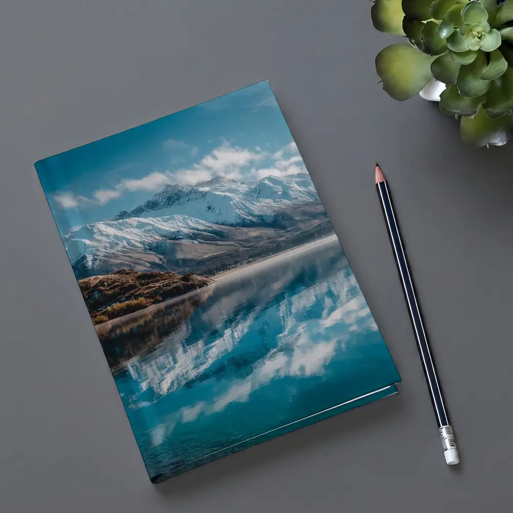 Snow Capped Mountains Reflected In Blue Lake – Notebooks