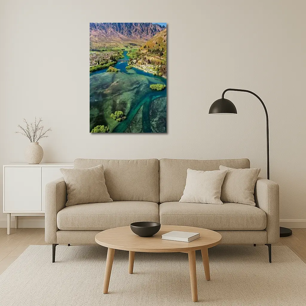 Queenstown New Zealand Aerial River Mountain View – Wall Art
